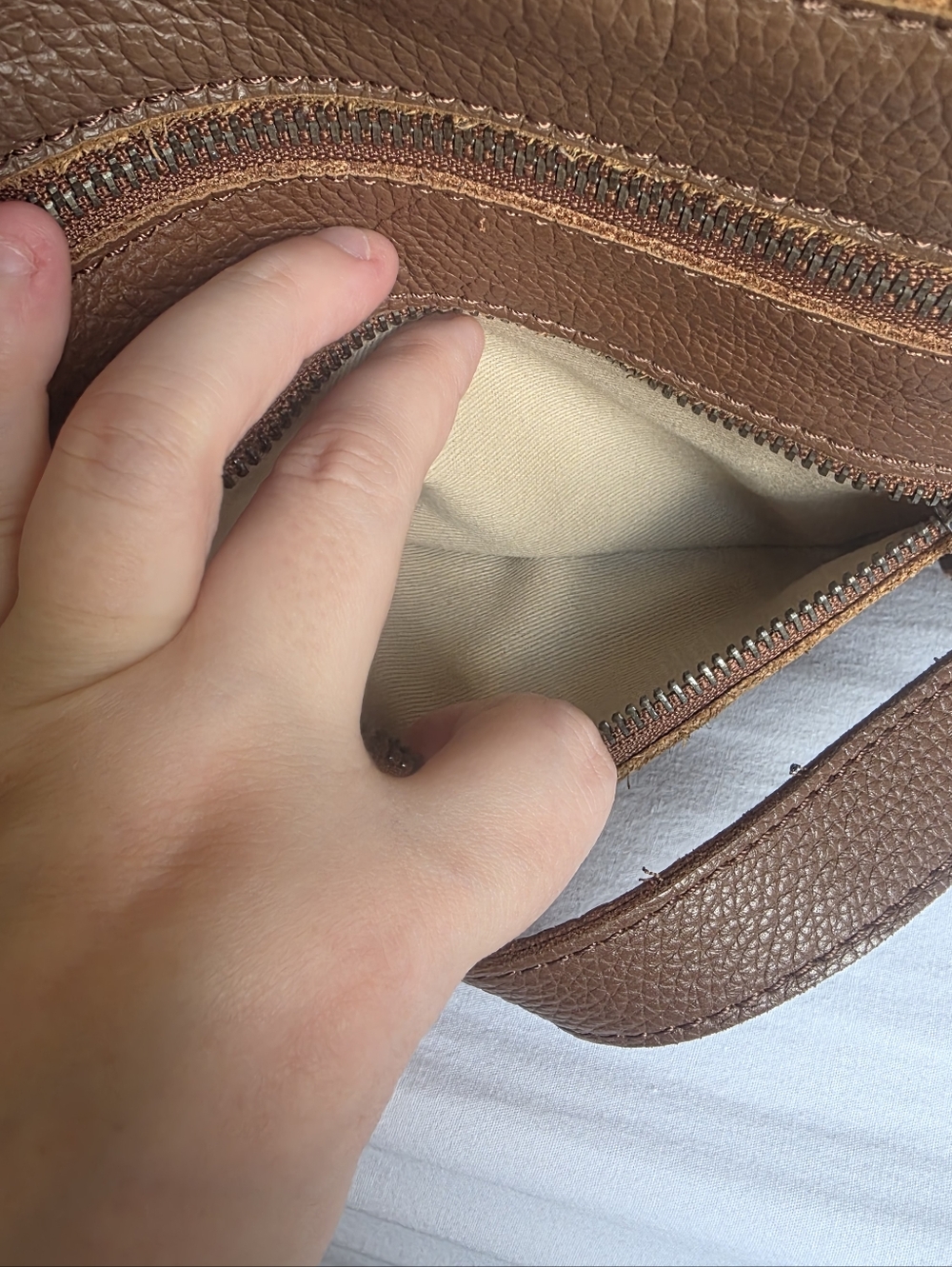 Lucky Brand Brown Leather Crossbody Bag with Signature Clover Charm - Picture 9 of 15